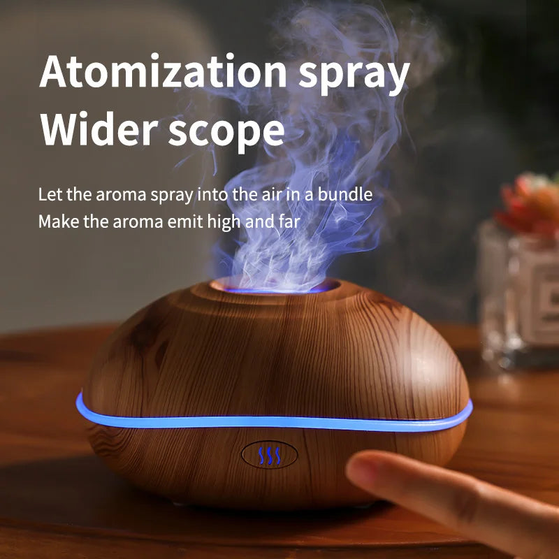 Flame Aroma Diffuser 200ml Black | Essential Oil Humidifier with Remote & 7-Color LED Light BLACK