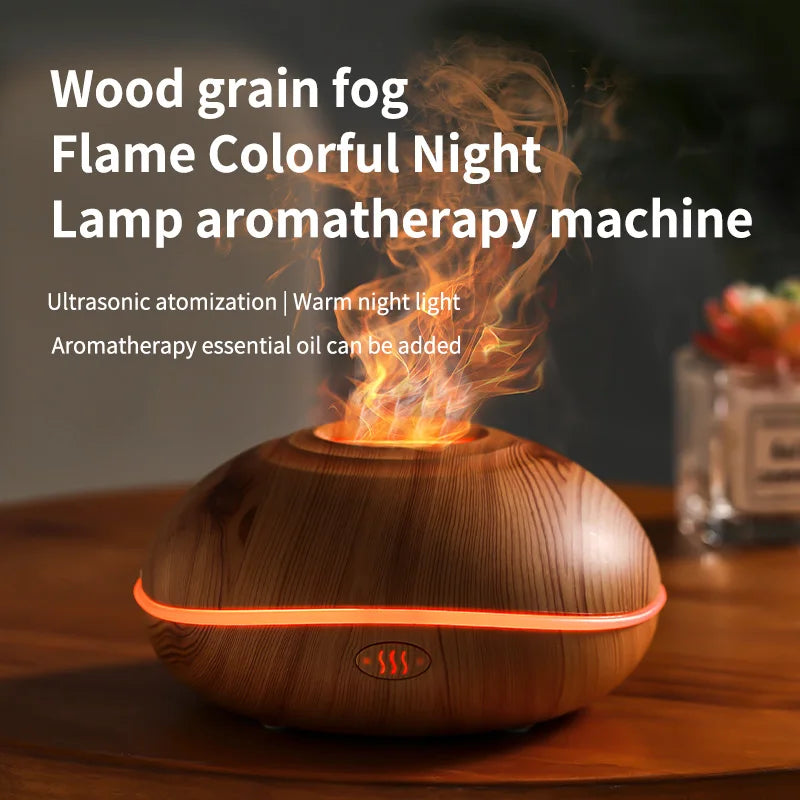 Flame Aroma Diffuser 200ml White | Essential Oil Humidifier with Remote & 7-Color LED Light WHITE