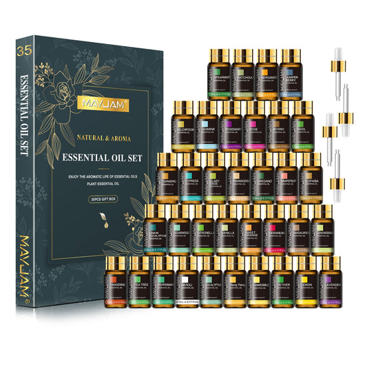Natural & Aroma Essential Oil Gift Box 35 Bottles | Relaxation Collection | Mayjam